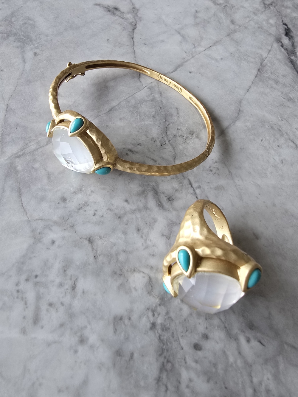 Lia Sophia Gold-tone Bracelet with White Crystal and Turquoise Accents